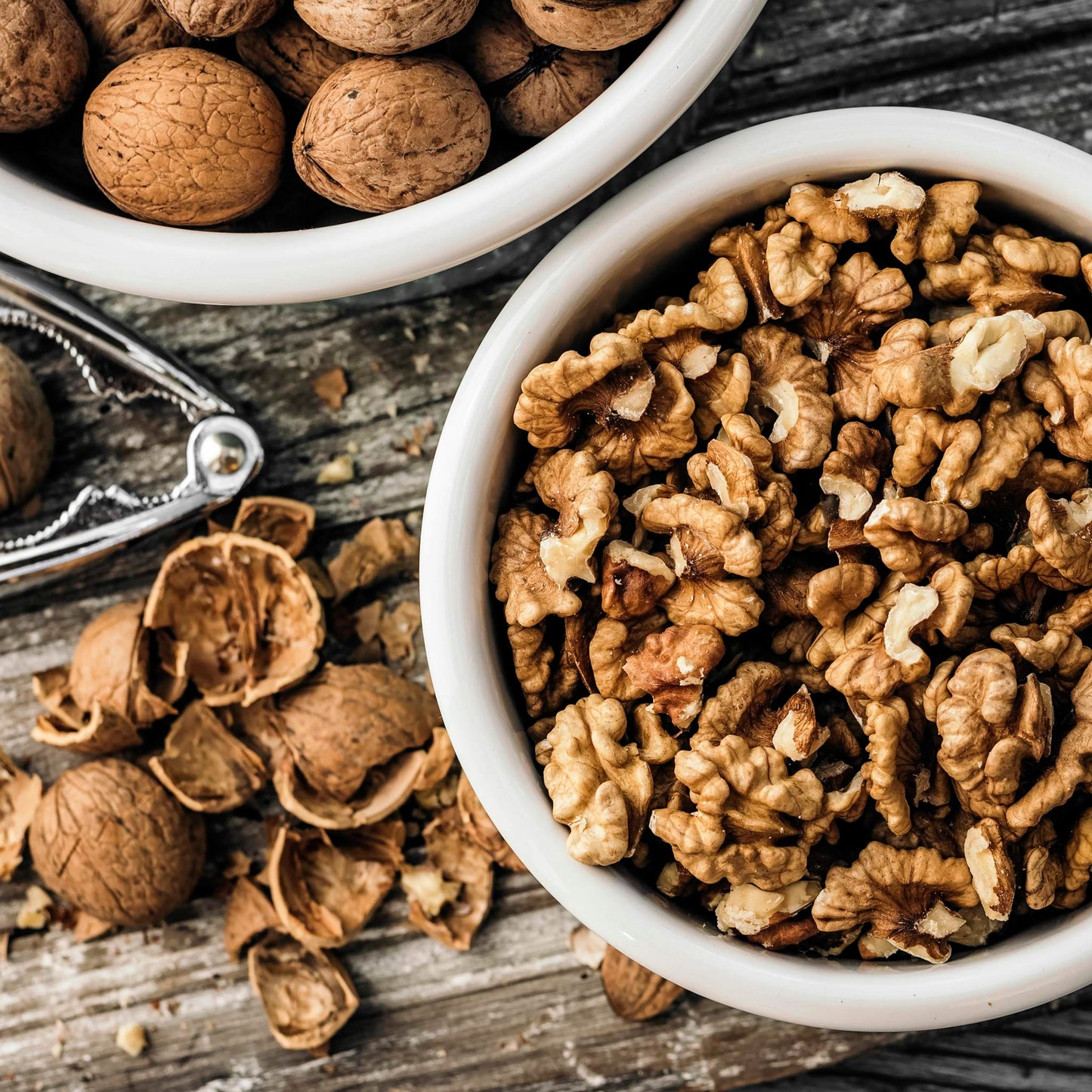 View of Carpathian walnuts on a table.