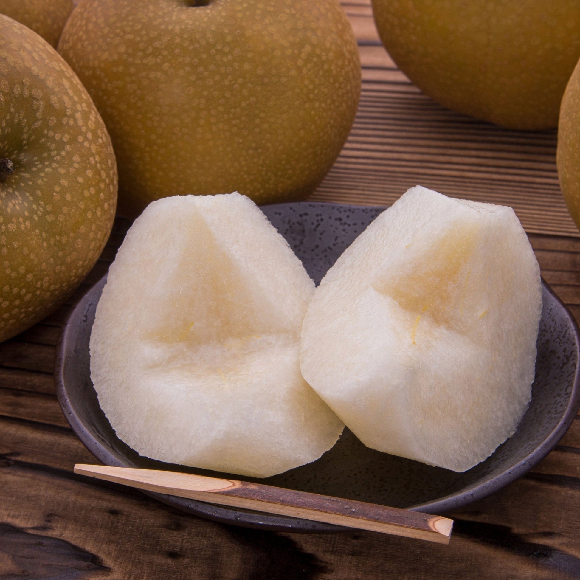 Close-up view of Hosui Oriental pear.